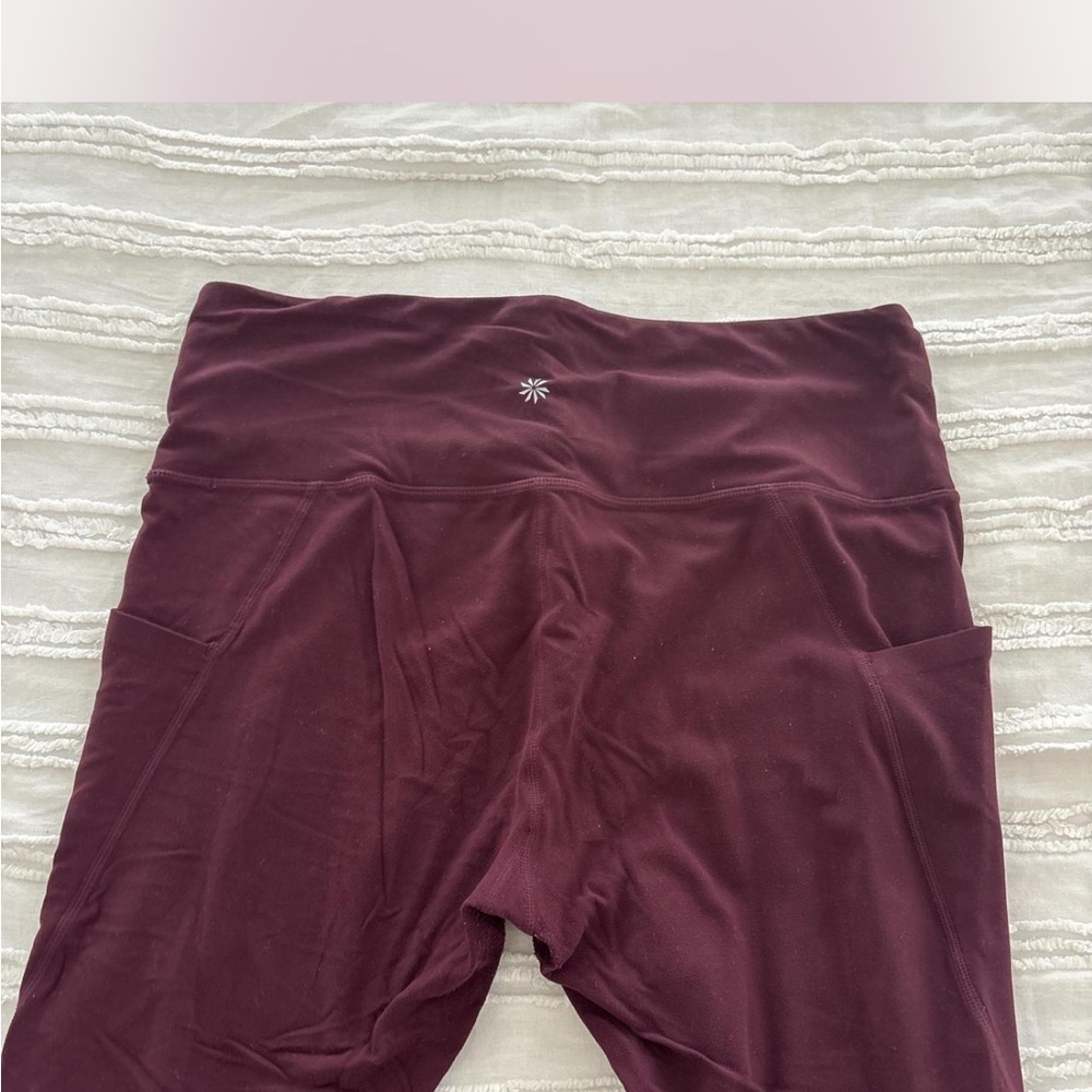 Athleta Maroon High-Waisted Leggings